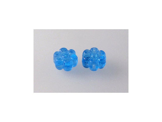 OUTLET 10 grams Flower Pressed Beads, Transparent Aqua (60020), Glass, Czech Republic