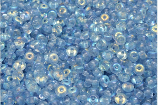 Rondelle Druck Beads, Crystal Ab Light Blue (00030-28701-34307), Glass, Czech Republic