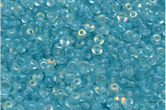 Rondelle Druck Beads, Crystal Ab Light Aqua Blue (00030-28701-34308), Glass, Czech Republic