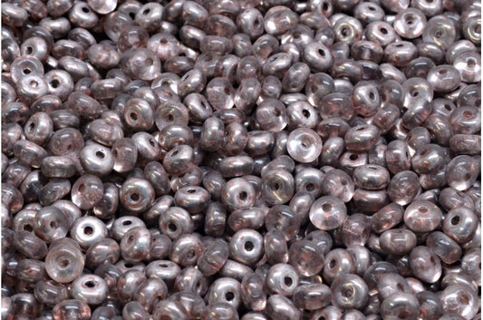 Rondelle Druck Beads, Crystal Crystal Silver Half Coating Light Pink (00030-27001-34304), Glass, Czech Republic