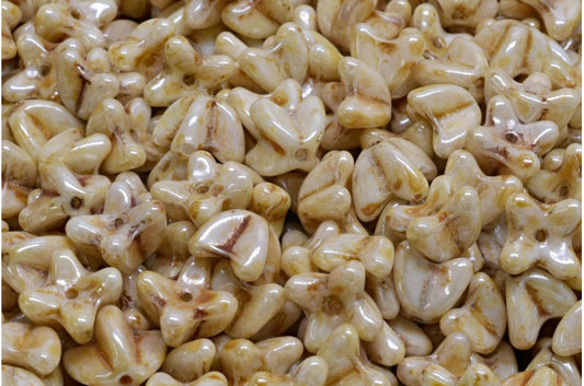 Lilac Flower, White Opal Stain With Luster Amber (02020-65401), Glass, Czech Republic