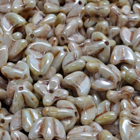 Lilac Flower, White Opal Stain With Luster Green (02020-65455), Glass, Czech Republic