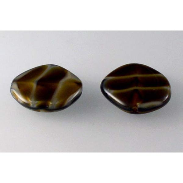 8-Edge Flat Beads, Striped Dark Brown (26117), Glass, Czech Republic