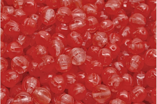 Melon Beads, Red (R0930), Glass, Czech Republic