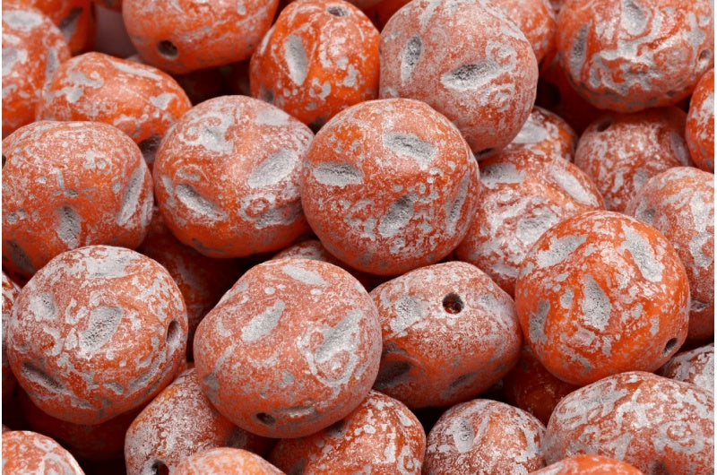Monon Stone Beads, Orange Etched Silver Lined (81260-etch-54301), Glass, Czech Republic