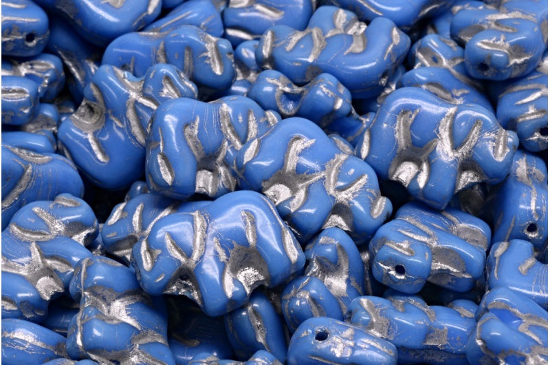 Elephant Beads, Opaque Light Blue Silver Lined (33010-54301), Glass, Czech Republic