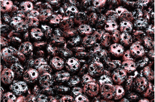 OUTLET 10 克 2 孔扁豆珠，6 x 6 毫米，黑色 45705 (23980-45705)，玻璃，捷克共和国