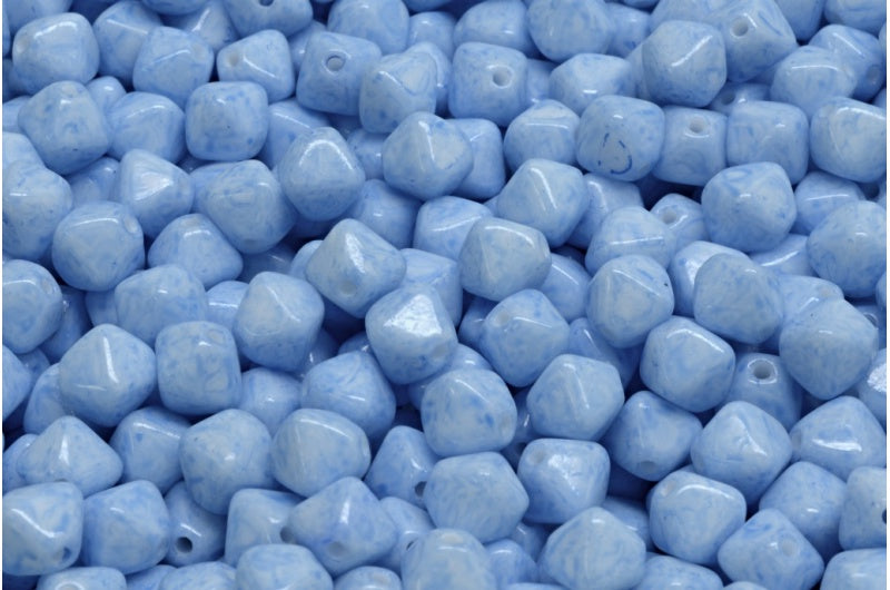 Bicone Beads, White Opal Light Blue (02020-34307), Glass, Czech Republic