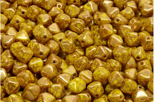 Bicone Beads, Yellow Terracotta Violet (83120-15496), Glass, Czech Republic