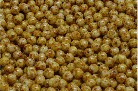 Round Druck Beads, White Stain Strong (02010-86805), Glass, Czech Republic