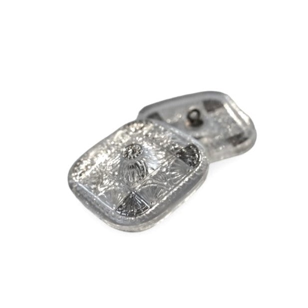 1 pcs Hand Painted Glass Buttons with ornament, size 18 (33x33 mm), Glass, Czech Republic