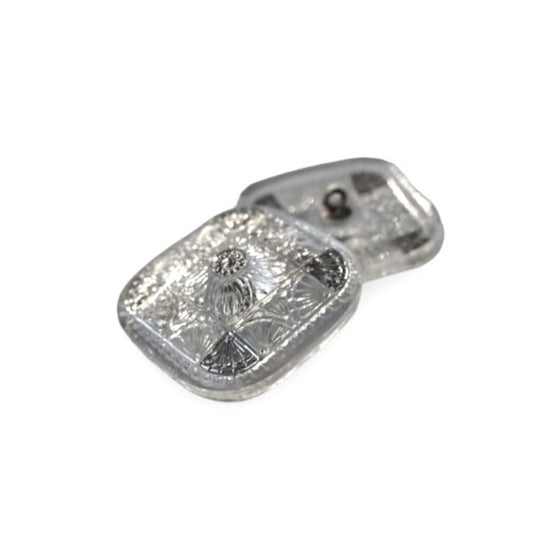 1 pcs Hand Painted Glass Buttons with ornament, size 18 (33x33 mm), Glass, Czech Republic