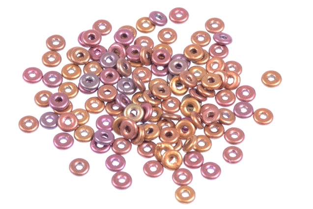 Fish Ring Beads, Violet Rainbow Metallic Iris (01640), Glass, Czech Republic