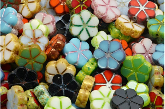 Table Cut Garland Flower Beads, 1 Mixed Colors (00001-mix), Glass, Czech Republic