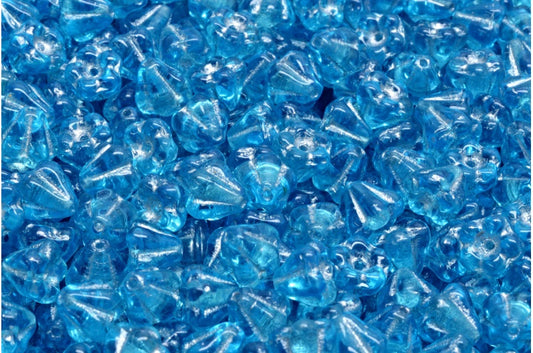 ベルフラワービーズ、透明アクアシルバーライン（60020-54301）、ガラス、チェコ共和国