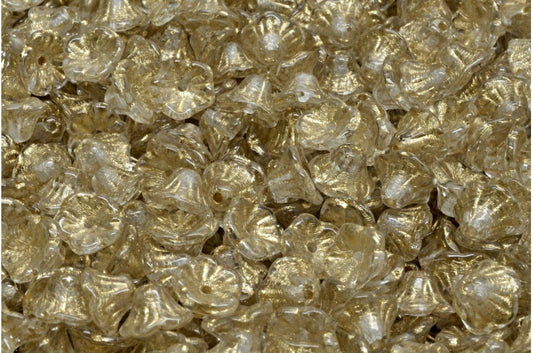 ベルフラワーカップビーズ、クリスタルゴールドライン（00030-54302）、ガラス、チェコ共和国