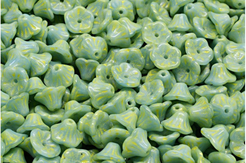 ベルフラワーカップビーズ、31400 ベージュイエロースポット（31400-33303）、ガラス、チェコ共和国