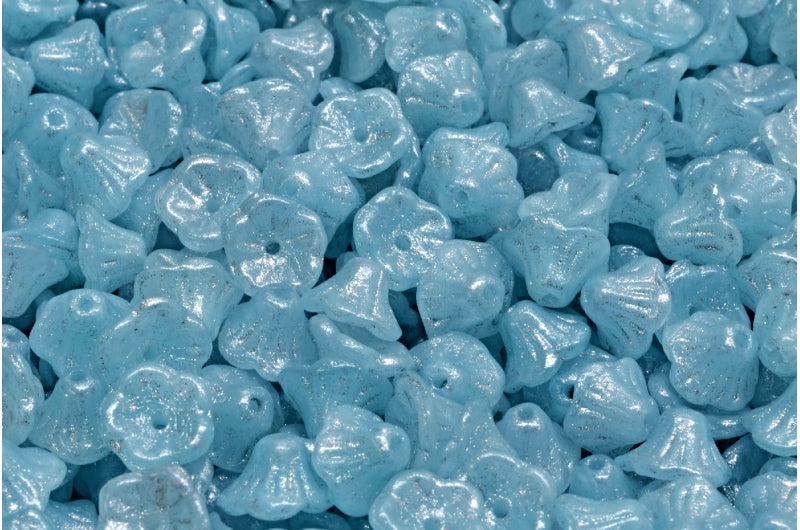 ベルフラワーカップビーズ、ブルーシルバーグレー（R0641-34301）、ガラス、チェコ共和国