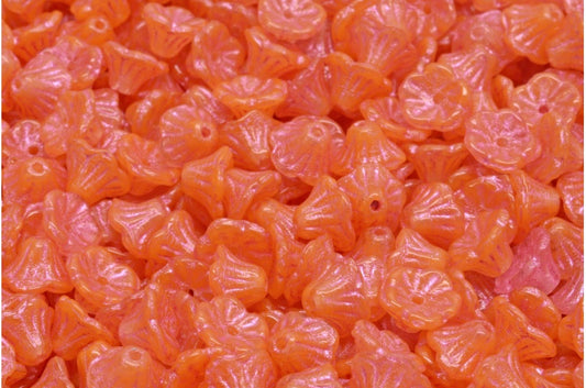 ベルフラワーカップビーズ、オレンジピンクライン（R0912-54321）、ガラス、チェコ共和国