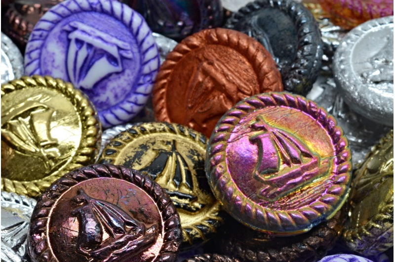 船形奖章，1 混合色 (00001-mix)，玻璃，捷克共和国