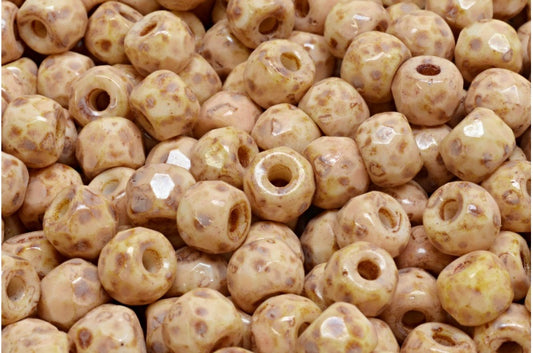 多面小马贝果珠，粉笔白洞石米色洞石斑点（03000-86800-33301），玻璃，捷克共和国