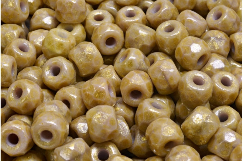 多面小马贝果珠，丝绸薰衣草浅黄色（24010-34302），玻璃，捷克共和国