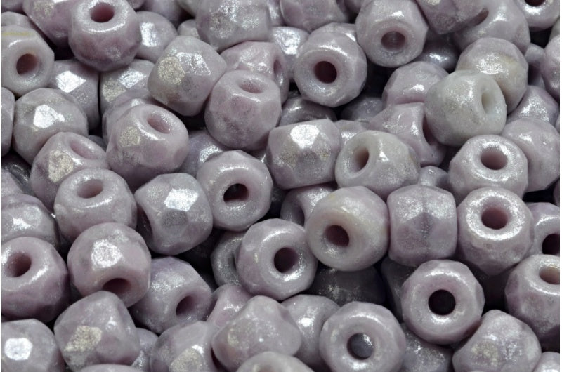 ファセットポニーベーグルビーズ、シルクラベンダーシルバーグレー（24010-34301）、ガラス、チェコ共和国