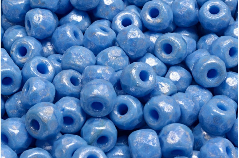 多面小马贝果珠，不透明蓝银灰色（33100-34301），玻璃，捷克共和国