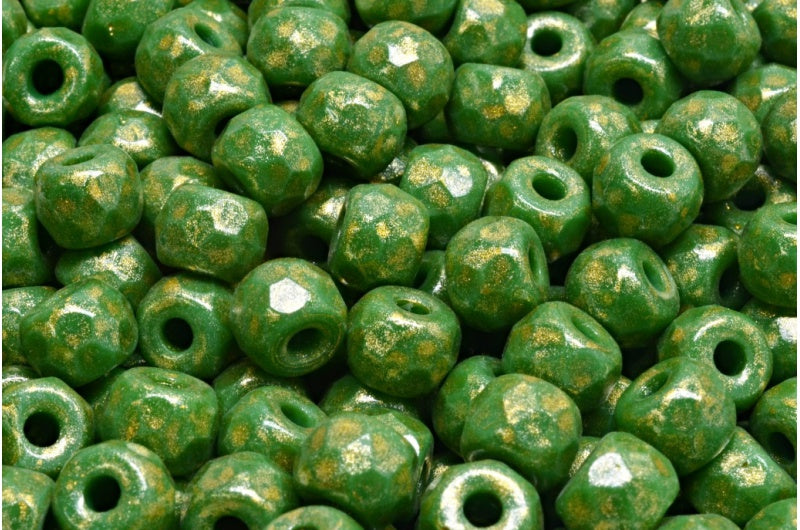 多面小马贝果珠，不透明绿浅黄色（53230-34302），玻璃，捷克共和国