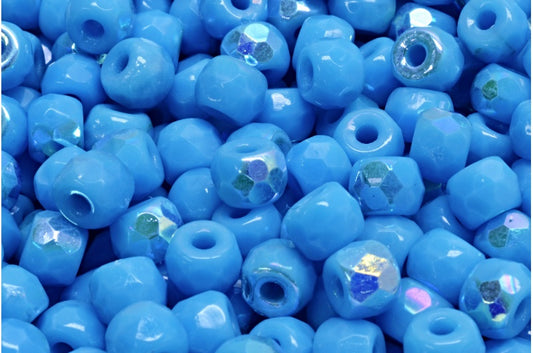 多面小马贝果珠，绿松石蓝色（63030-28701），玻璃，捷克共和国