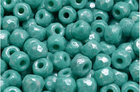 多面小马贝果珠，绿松石银灰色（63130-34301），玻璃，捷克共和国