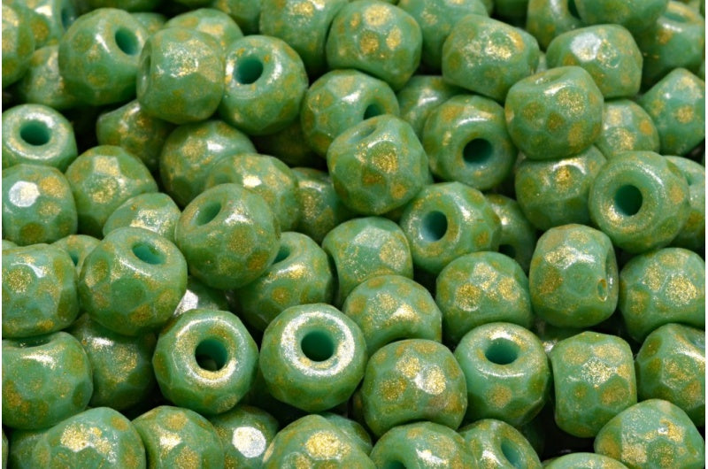 ファセットポニーベーグルビーズ、ターコイズライトイエロー（63130-34302）、ガラス、チェコ共和国