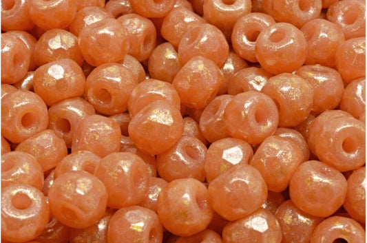 ファセットポニーベーグルビーズ、オパールピンクライトイエロー（71200-34302）、ガラス、チェコ共和国