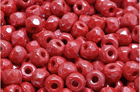 ファセットポニーベーグルビーズ、不透明レッド96020ヘマタイト（93200-96020-14400）、ガラス、チェコ共和国