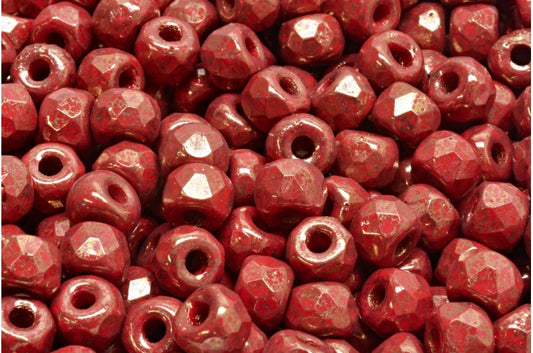 ファセットポニーベーグルビーズ、不透明レッド96020テラコッタバイオレット（93200-96020-15496）、ガラス、チェコ共和国