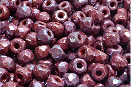 ファセットポニーベーグルビーズ、不透明レッド96020ネビュラ（93200-96020-15001）、ガラス、チェコ共和国