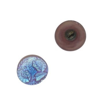 2 pcs Hand Painted Glass Buttons with ornament, size 6 (13.5 mm), Glass, Czech Republic