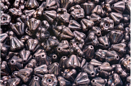 铃花珠，黑紫色 (23980-15726)，玻璃，捷克共和国