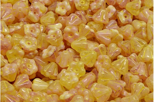 ベルフラワービーズ、75016 ベージュイエロースポット（75016-33303）、ガラス、チェコ共和国