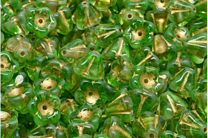 ベルフラワービーズ、57008 ゴールドライン（57008-54302）、ガラス、チェコ共和国