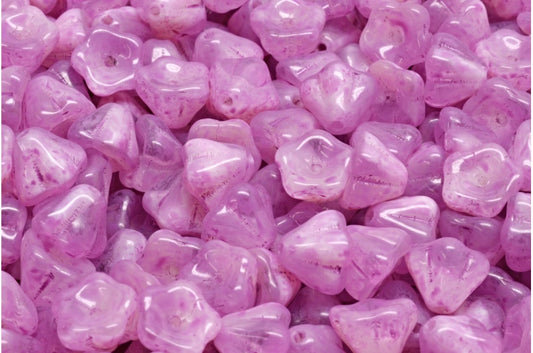 ベルフラワービーズ、86018 ピンクスポット（86018-33306）、ガラス、チェコ共和国