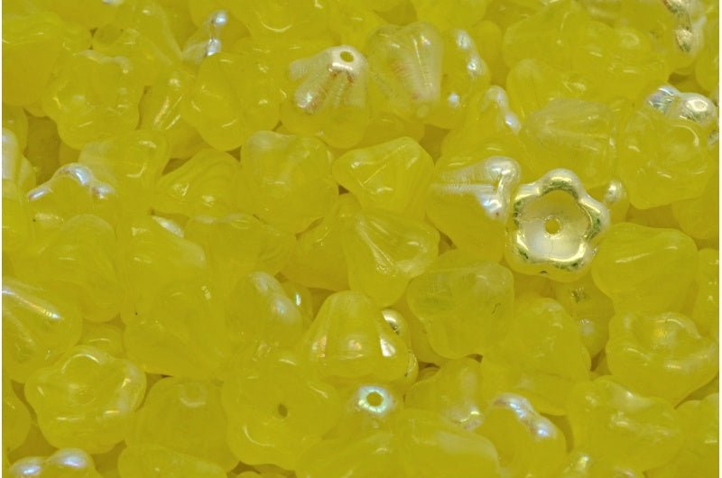 ベルフラワービーズ、イエローAb（R0812-28701）、ガラス、チェコ共和国