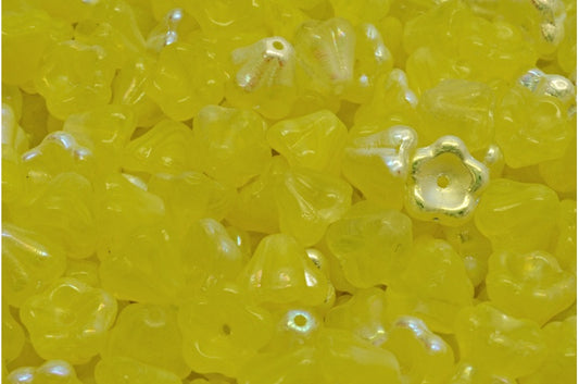 ベルフラワービーズ、イエローAb（R0812-28701）、ガラス、チェコ共和国