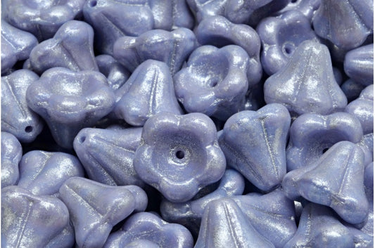 ベルフラワービーズ、不透明ライラックブルーシルバーグレー（37714-34301）、ガラス、チェコ共和国