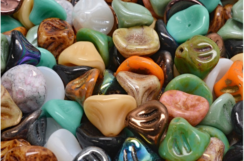 デイリリーフラワービーズ、ミックスカラー1個（00001-ミックス）、ガラス、チェコ共和国