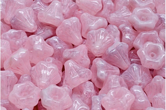 花朵铃铛珠，26028 暖紫色斑点 (26028-33304)，玻璃，捷克共和国