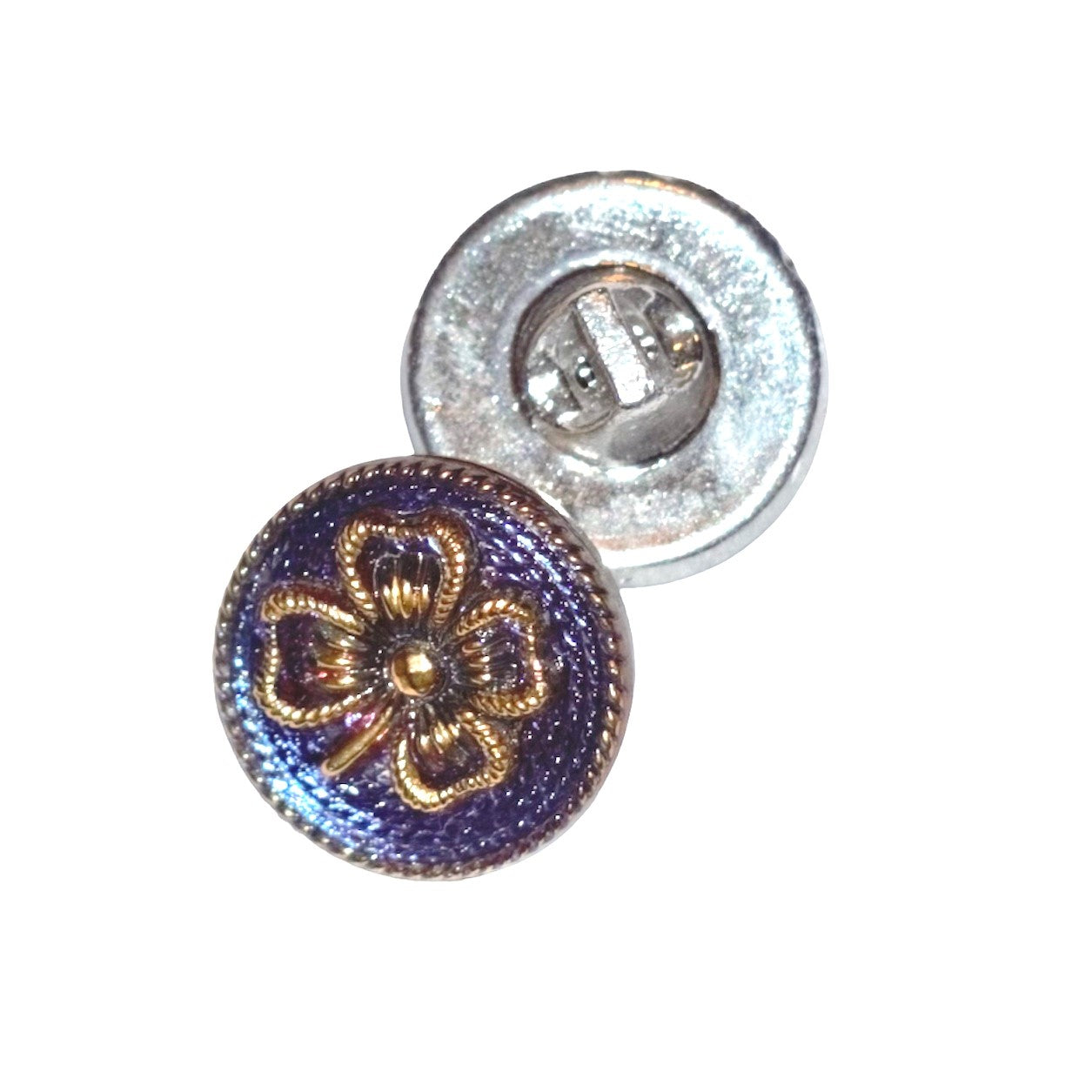 1個 手描きガラスボタン（飾り付き）、サイズ8（18 mm）、ガラス、チェコ共和国