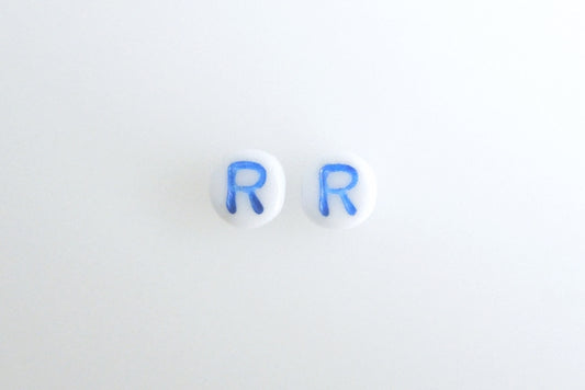 文字ビーズ、チョークホワイト 46433 R (03000-46433-R)、ガラス、チェコ共和国