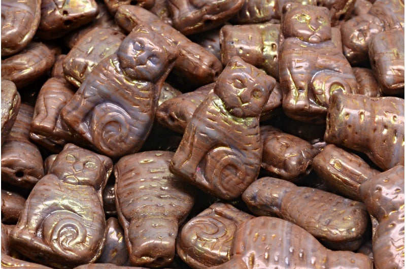 Cat Beads, R0001 Luster Red Full Coated (R0001-14495), Glass, Czech Republic