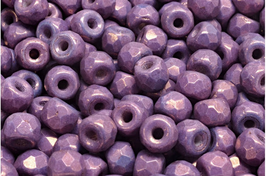Faceted Pony Bagel Beads, Chalk White Purple (03000-15726), Glass, Czech Republic